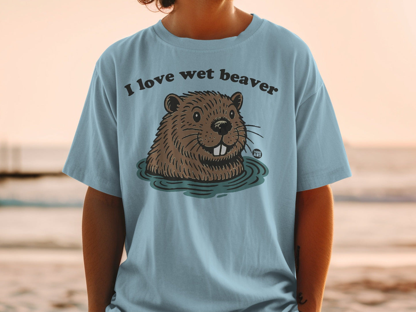 I Love Wet Beaver Graphic Design T-Shirt