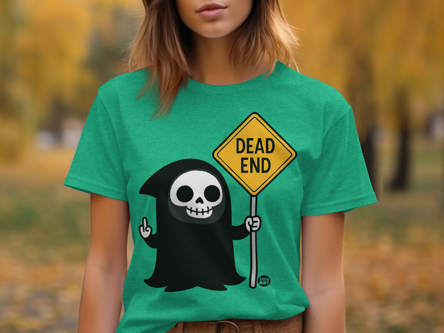 Grim Reaper Holding Dead End Sign T-shirt