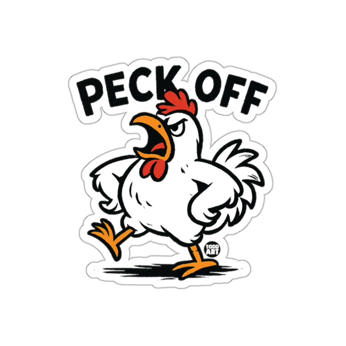 Angry Chicken Humor Sticker Peck Off