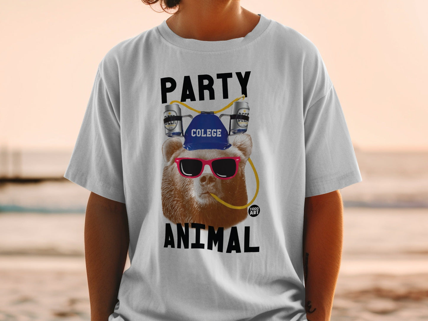 Party Animal College Bear Graphic T-Shirt