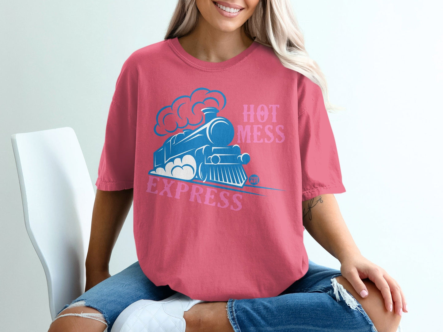 Hot Mess Express Graphic Train Print T-Shirt