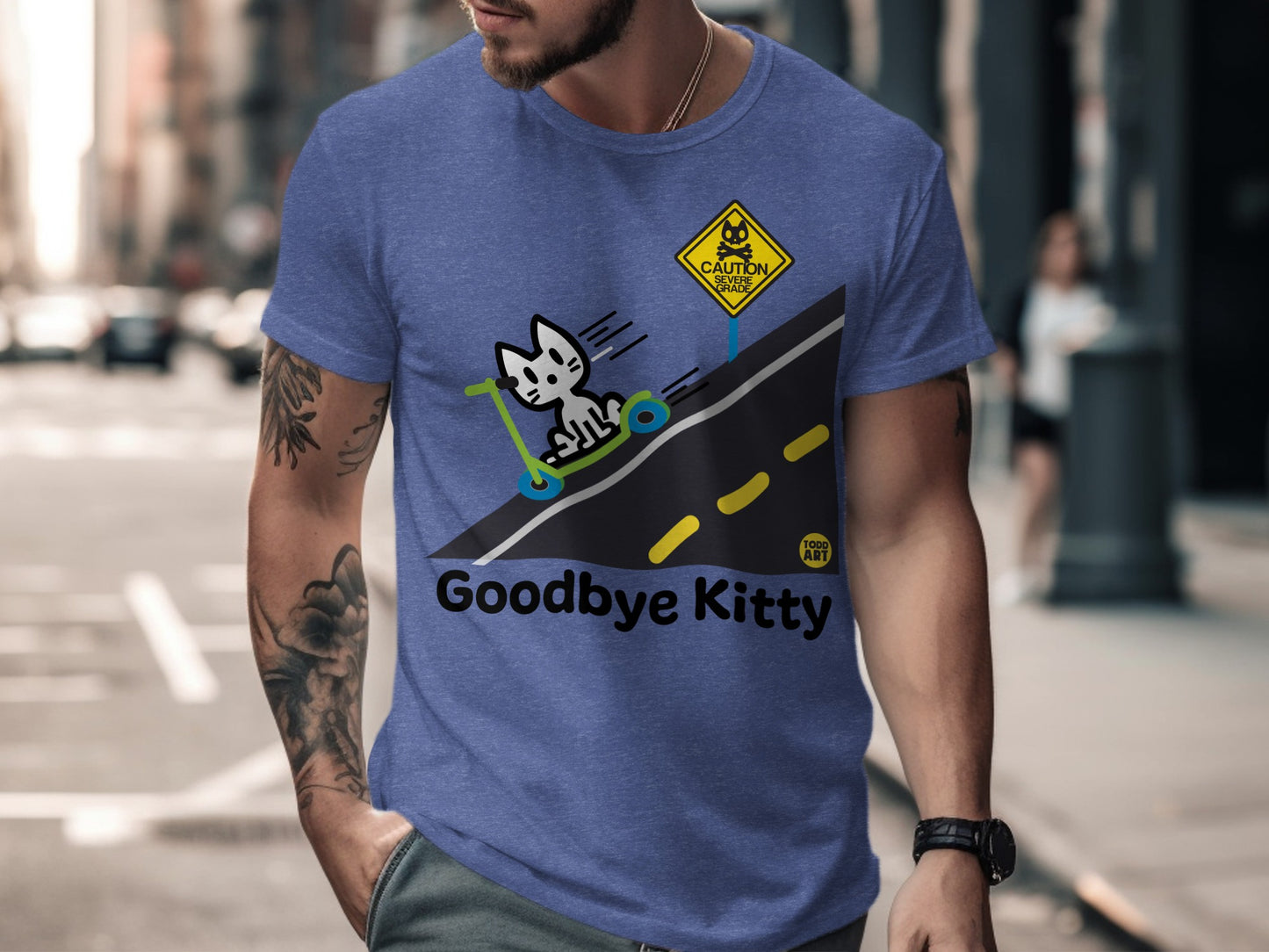 Goodbye Kitty Design Caution Funny T-Shirt