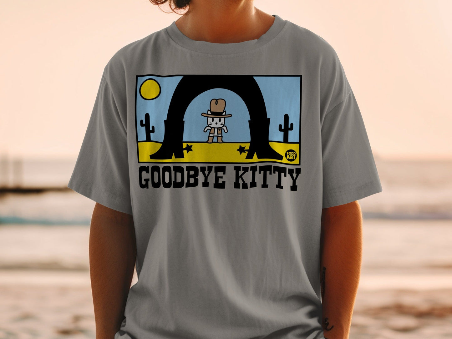Goodbye Kitty Cowboy Print Graphic Tee