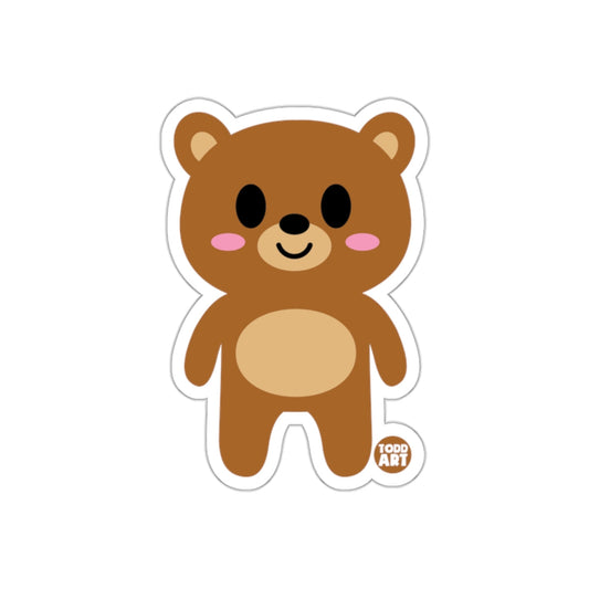 Cute Cartoon Brown Bear with Pink Cheeks Sticker