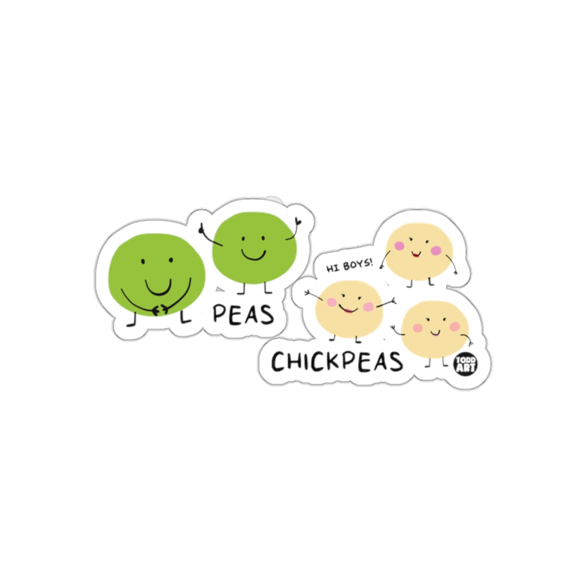 Cute Cartoon Peas and Chickpeas Graphic sticker