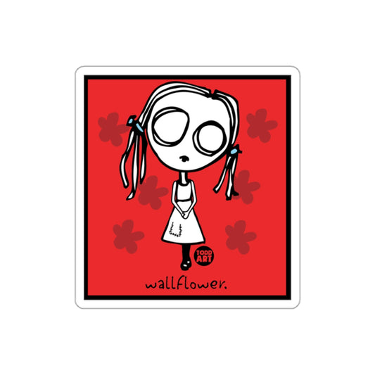 Wallflower Cartoon Artwork with Red Background Sticker'