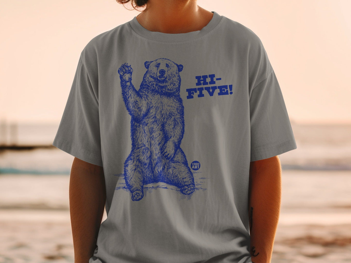 HI-FIVE Bear Graphic with Todd Art Logo T-Shirt