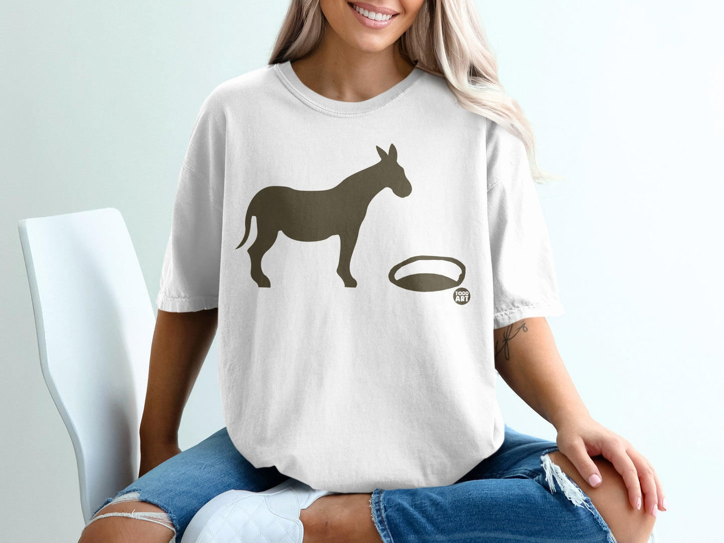 Donkey Silhouette with Halo Printed T-shirt