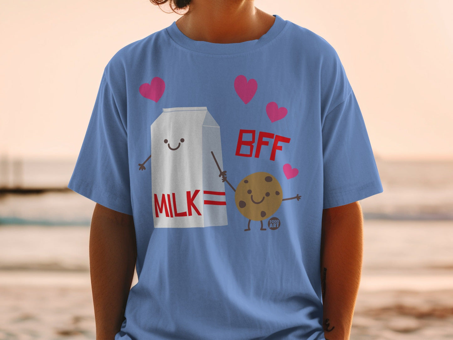 Milk and Cookie BFF Heart Design T-shirt