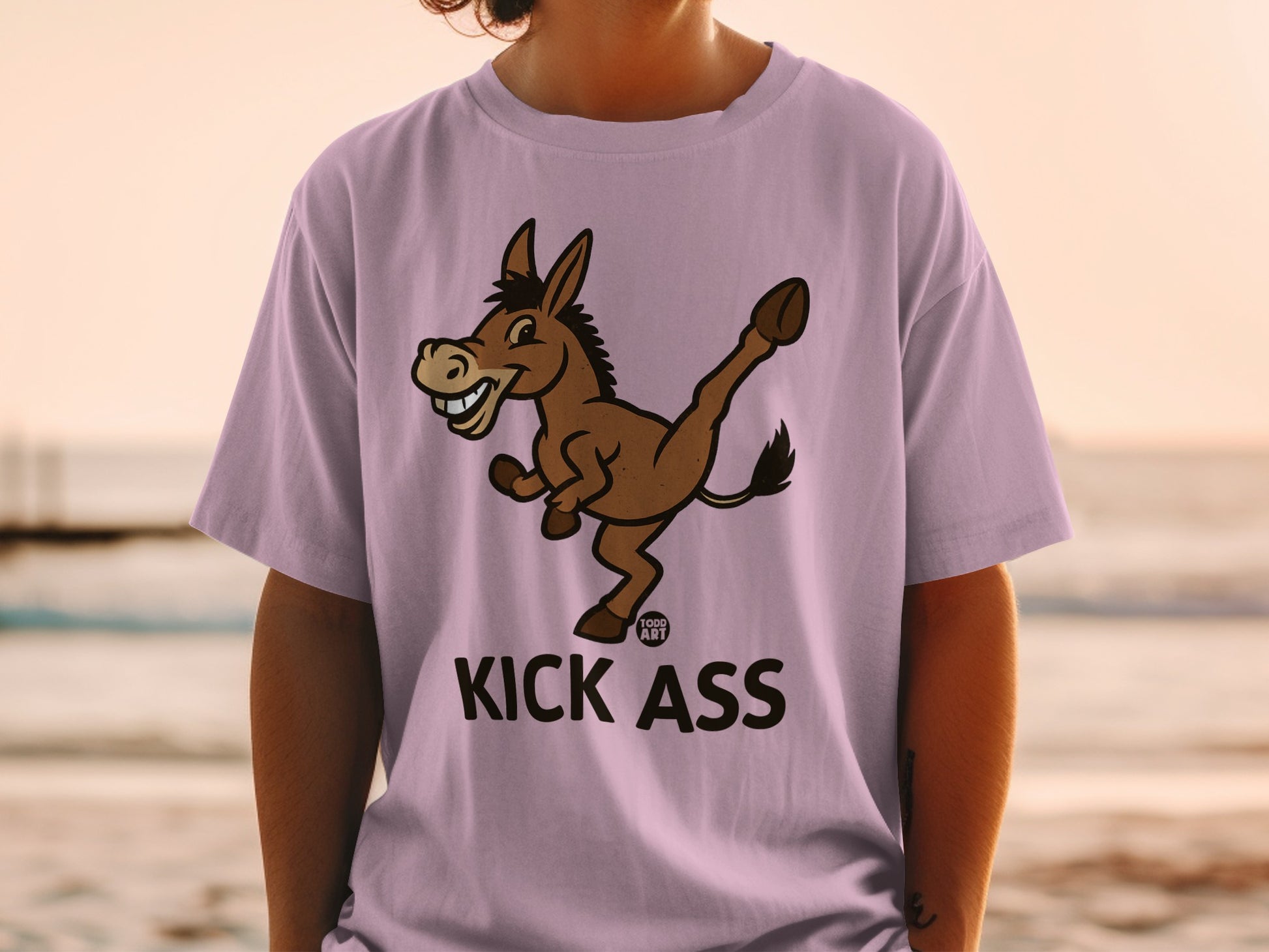 Kick Ass Cartoon Donkey Graphic T-shirt