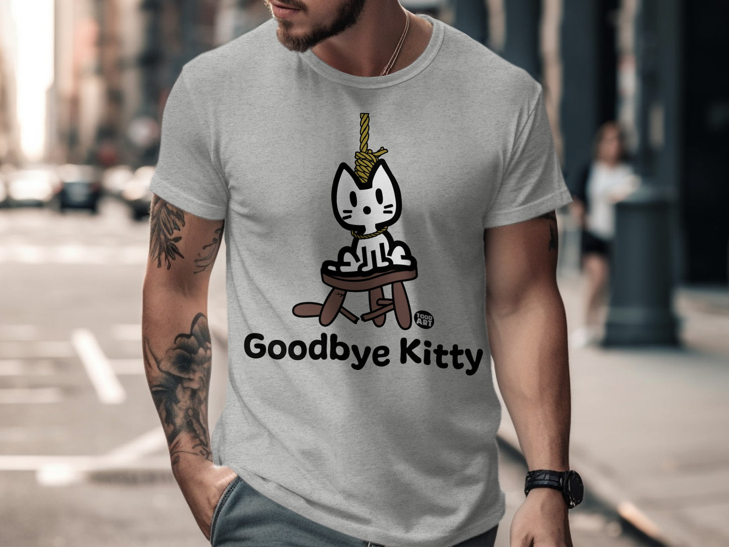 Funny Goodbye Kitty Graphic Men's T-Shirt Product