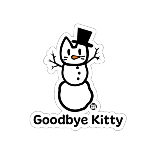 Goodbye Kitty Snowman Sticker with Top Hat Design