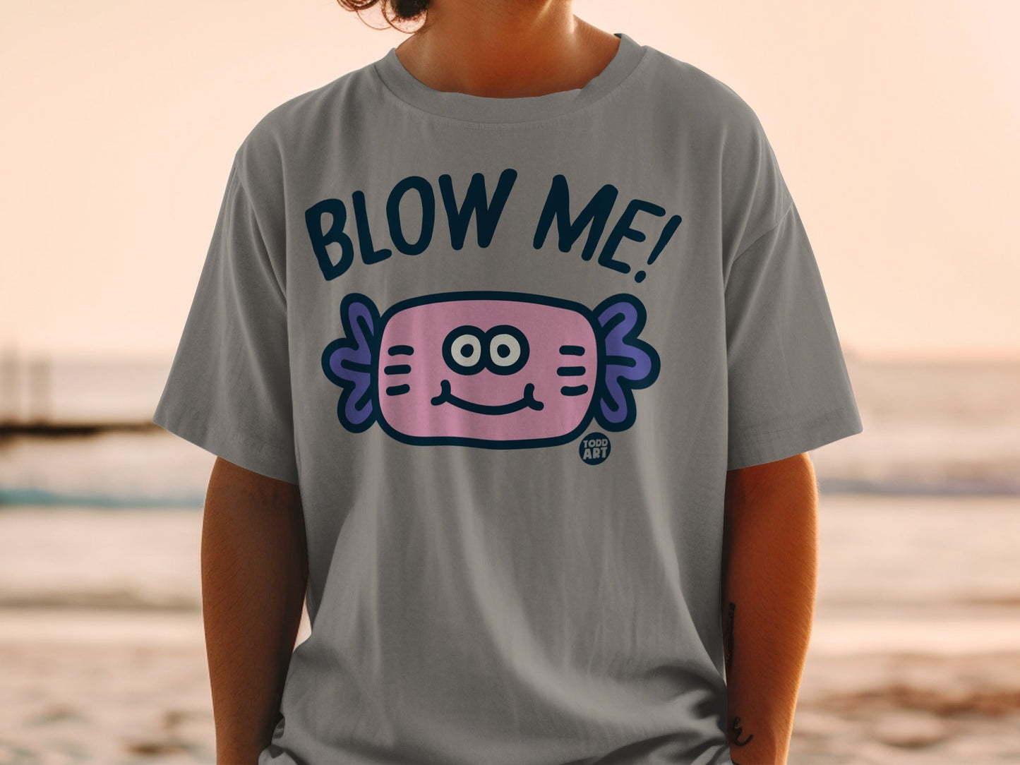 Blow Me Cute Cartoon Candy Face T-Shirt Product