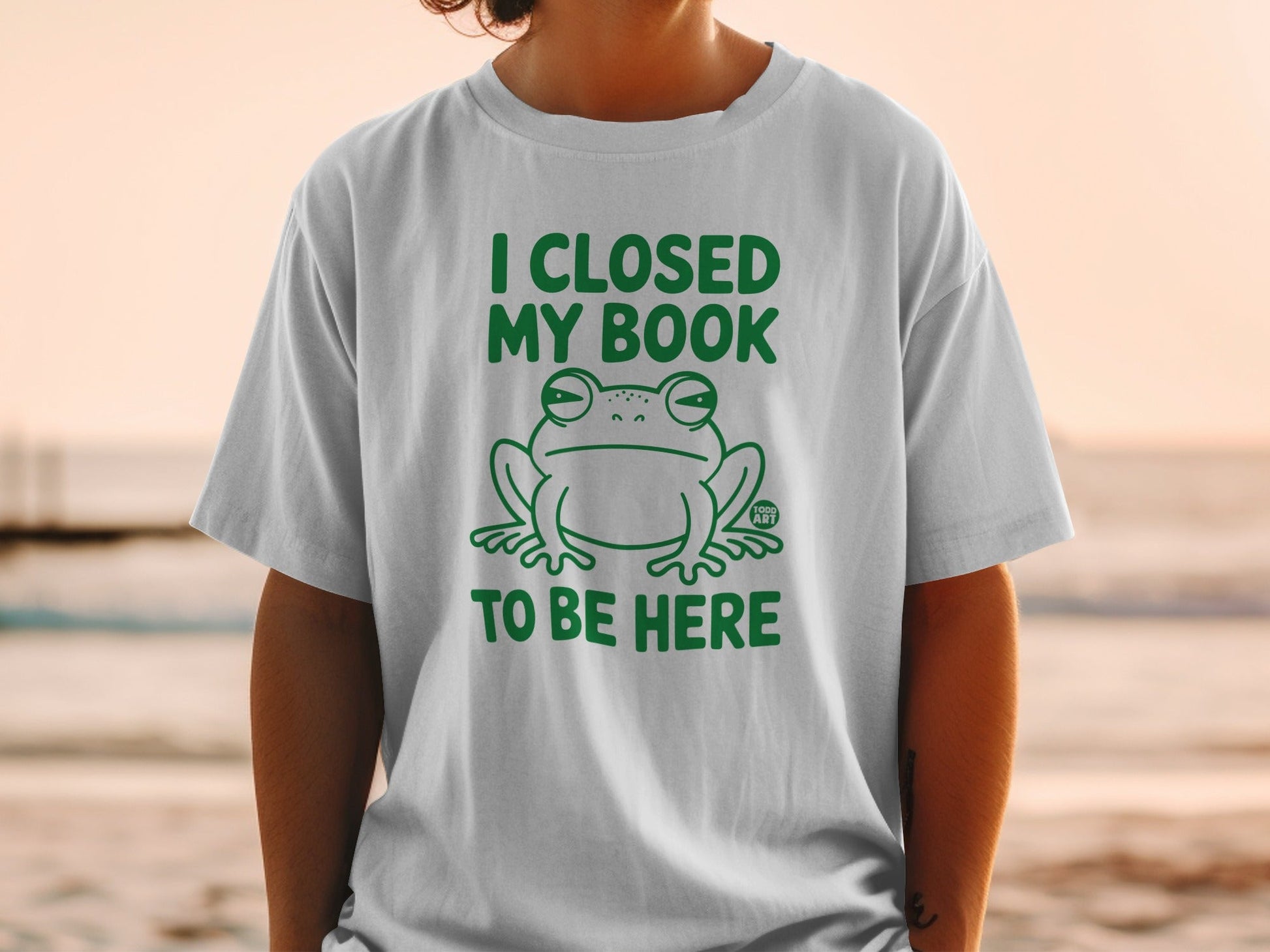 I Closed My Book To Be Here Frog Graphic Shirt
