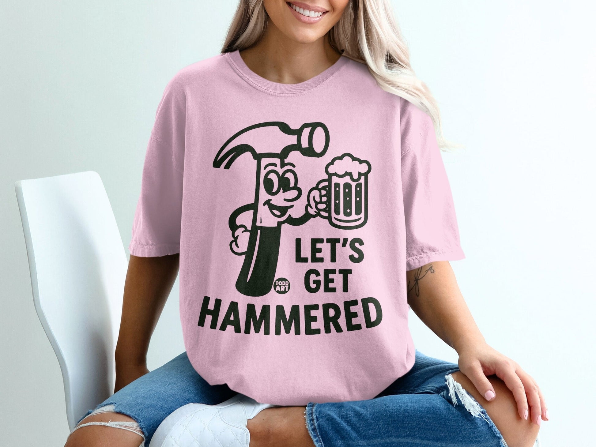 Let's Get Hammered Graphic Shirt Fun Beer Drinking Tee