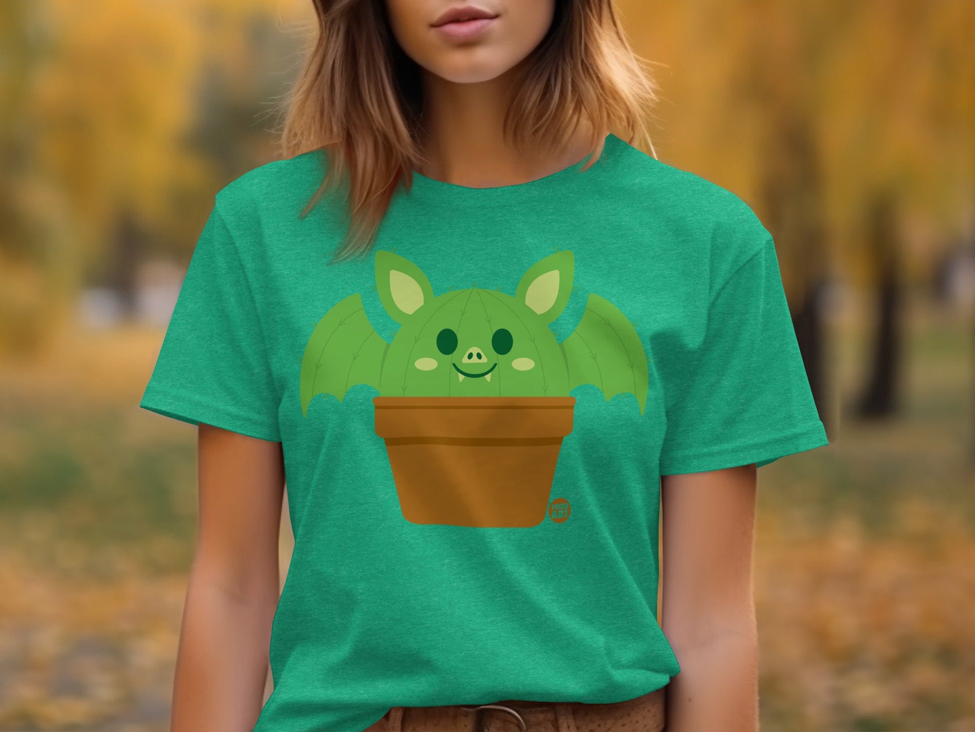 Cute Potted Plant Bat Graphic Tee Shirt