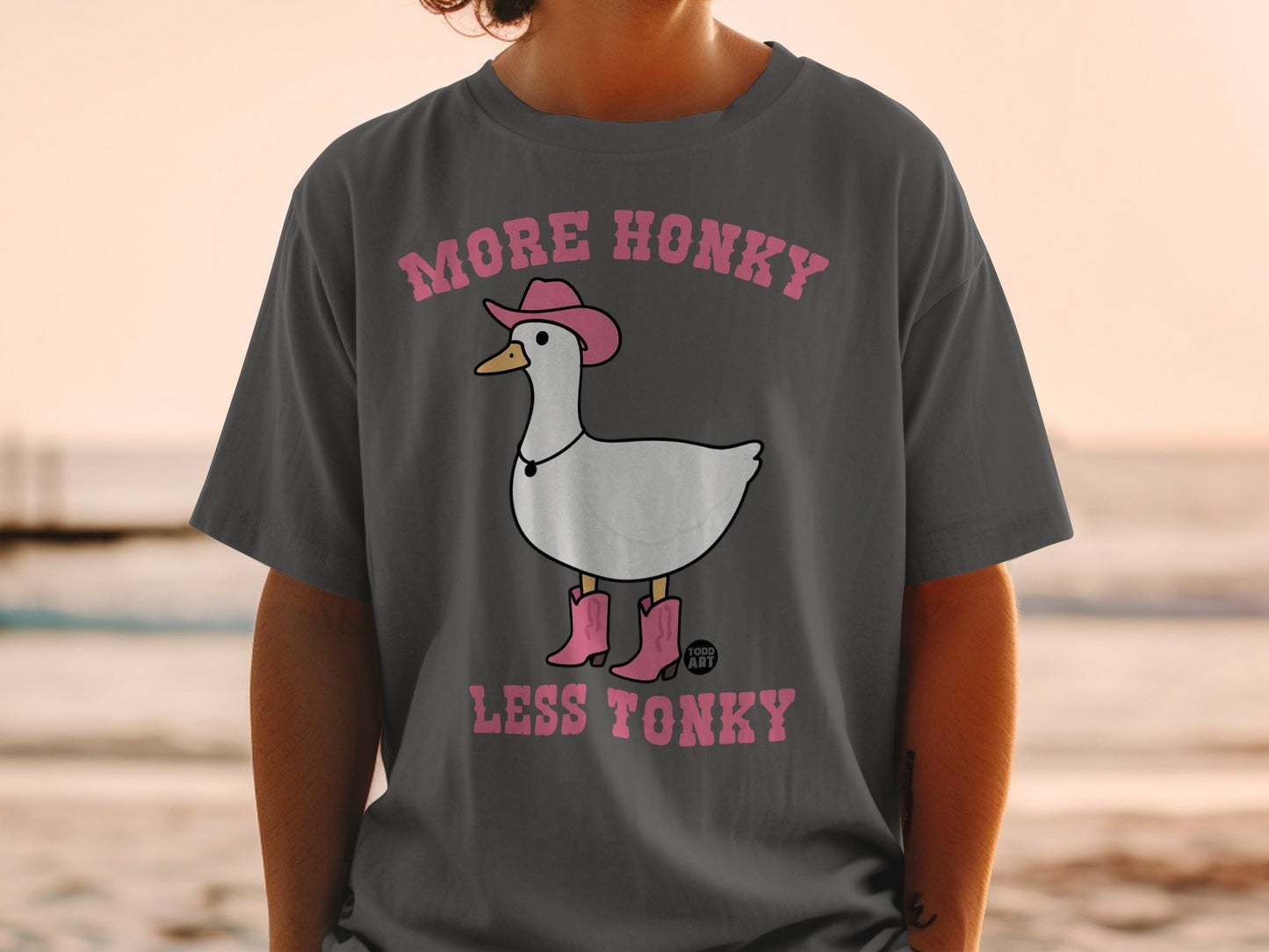 More Honky Less Tonky Duck Wearing Boots T-shirt