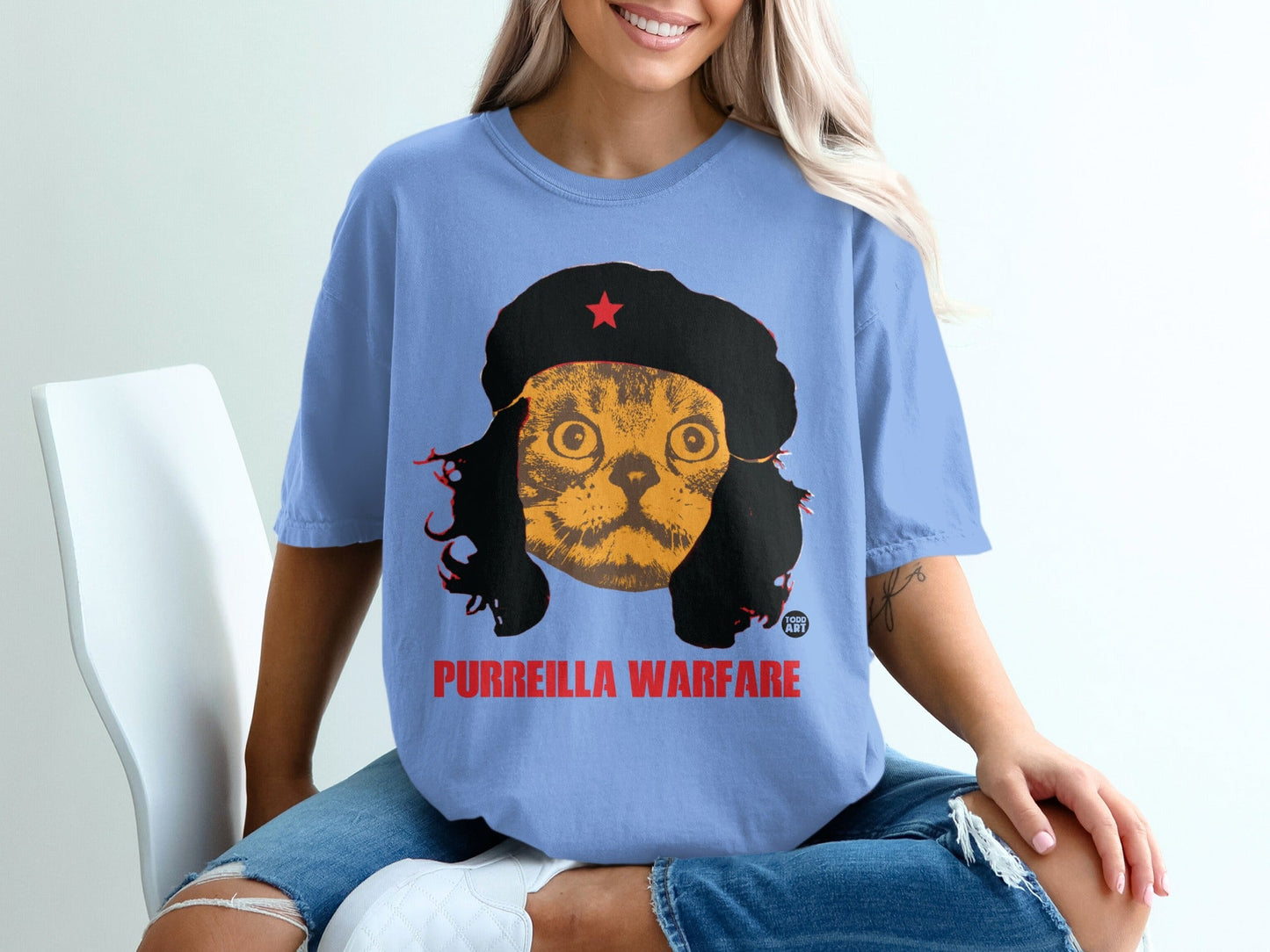Purreilla Warfare Cat Graphic Tee Shirt for Cat Lovers