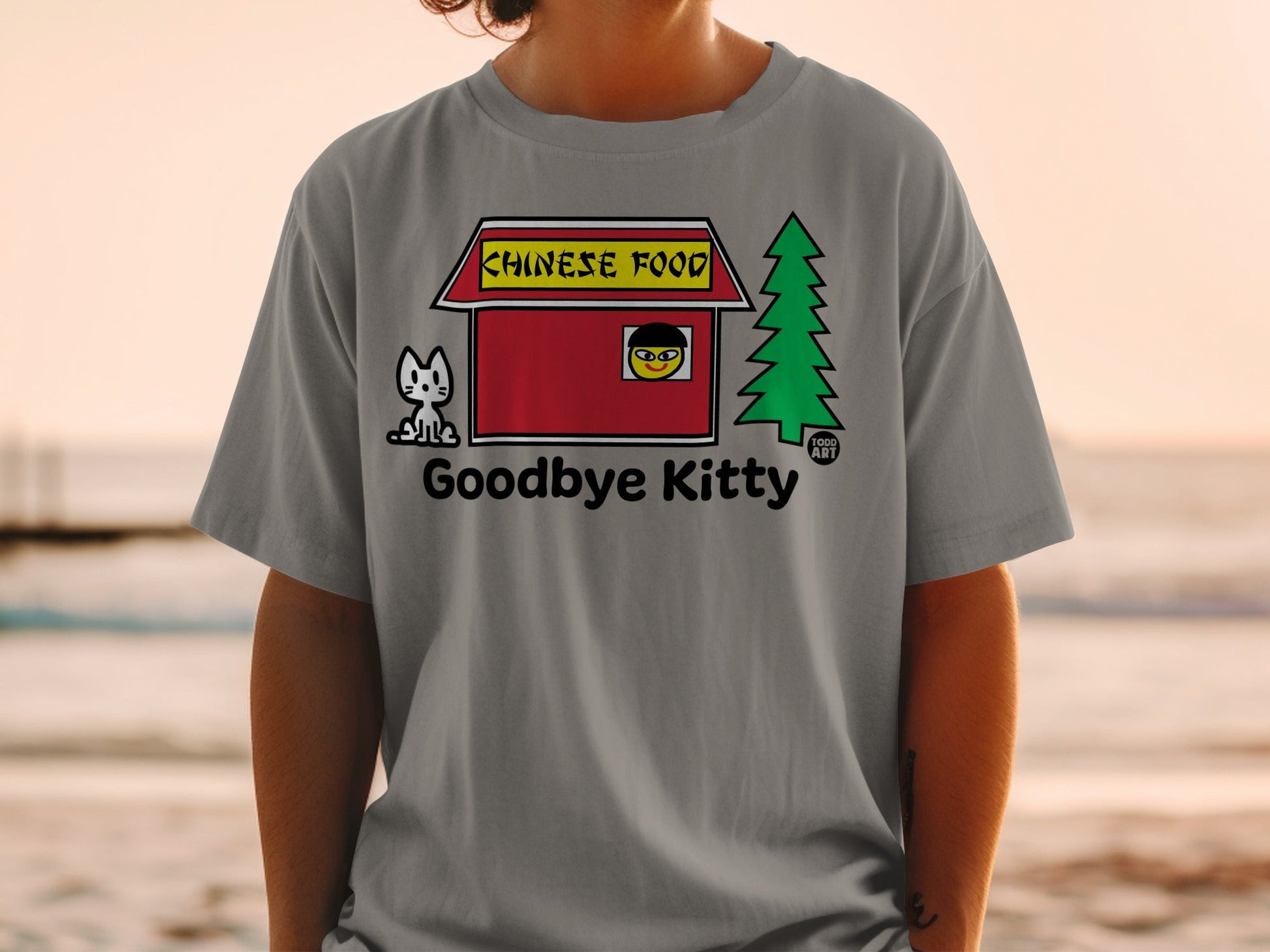 Goodbye Kitty Chinese Food Graphic T-Shirt