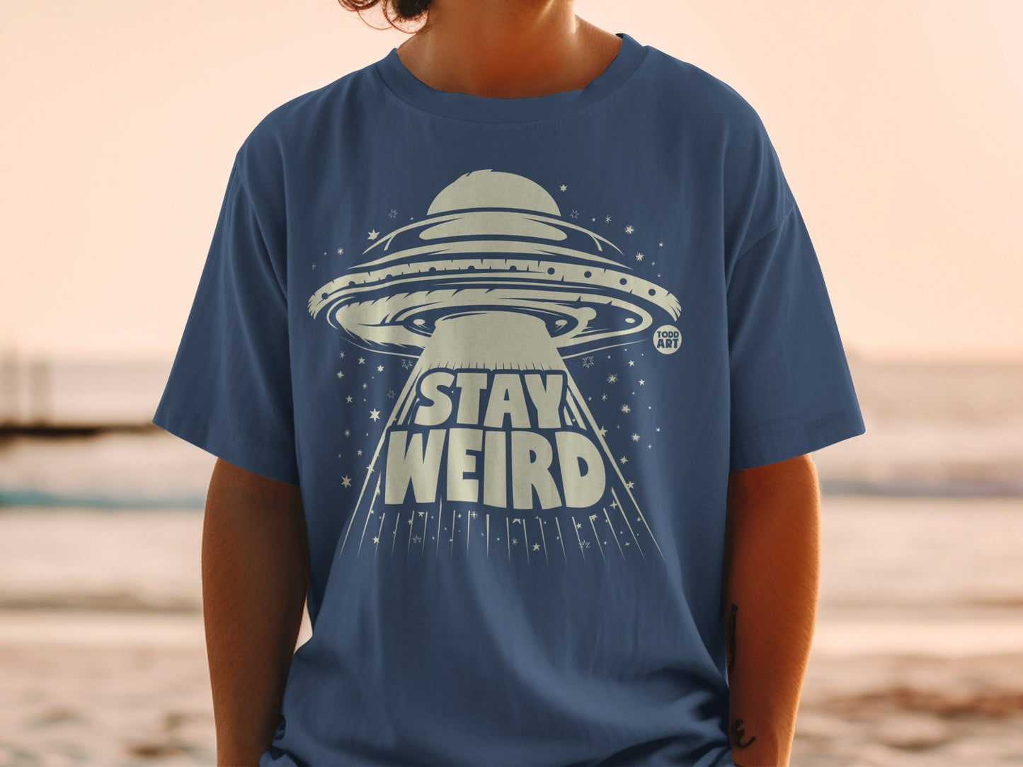 Stay Weird UFO Graphic T-Shirt for Alien Enthusiasts