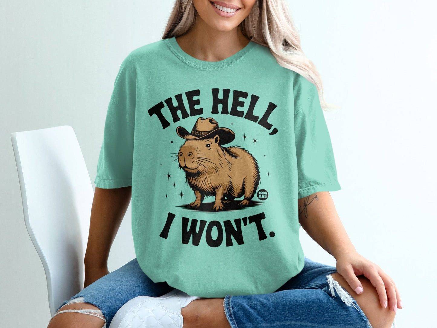 The Hell I Won't Cowboy Capybara Graphic T-Shirt