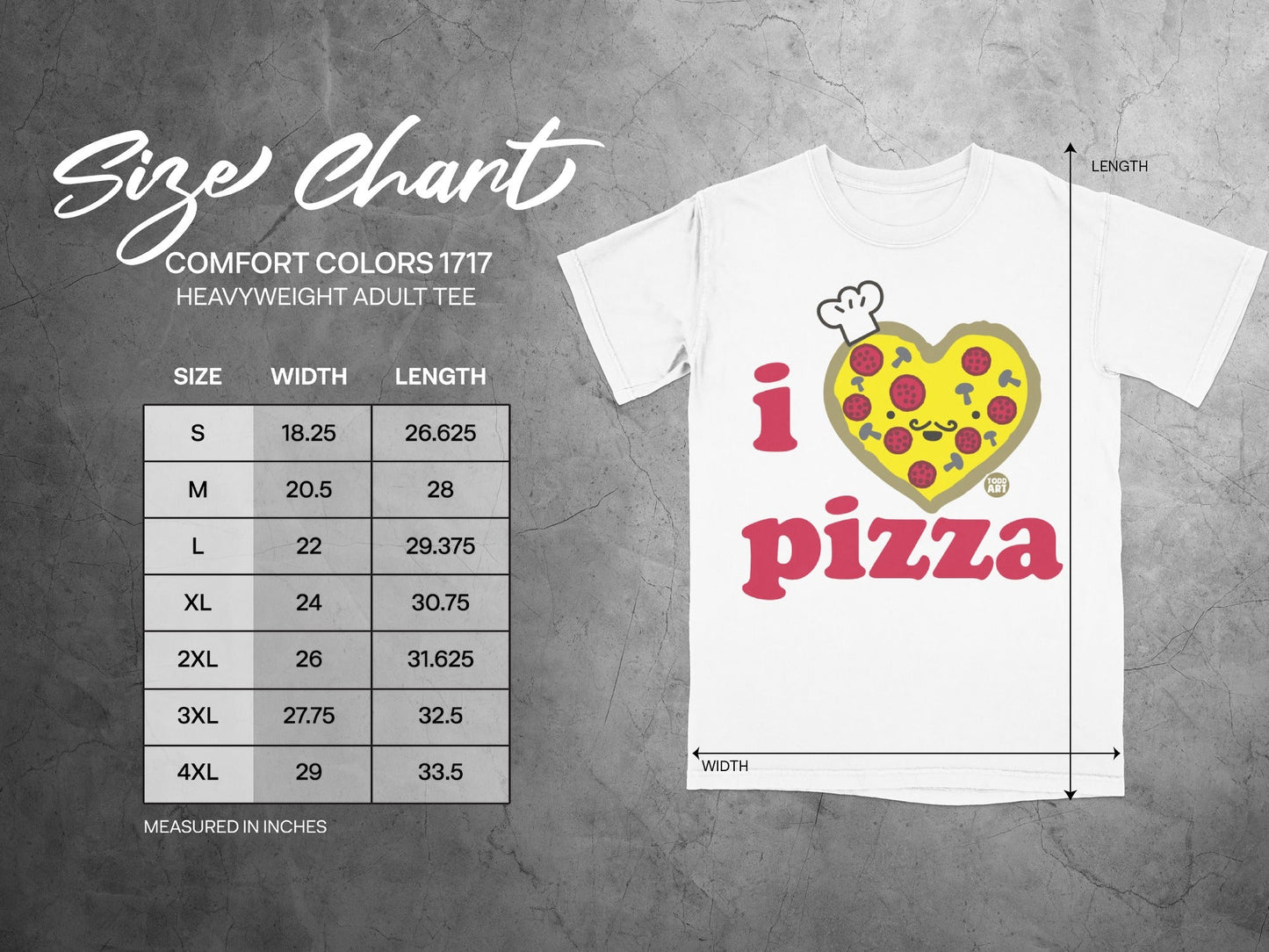 I Love Pizza Graphic Heavyweight Adult Tee