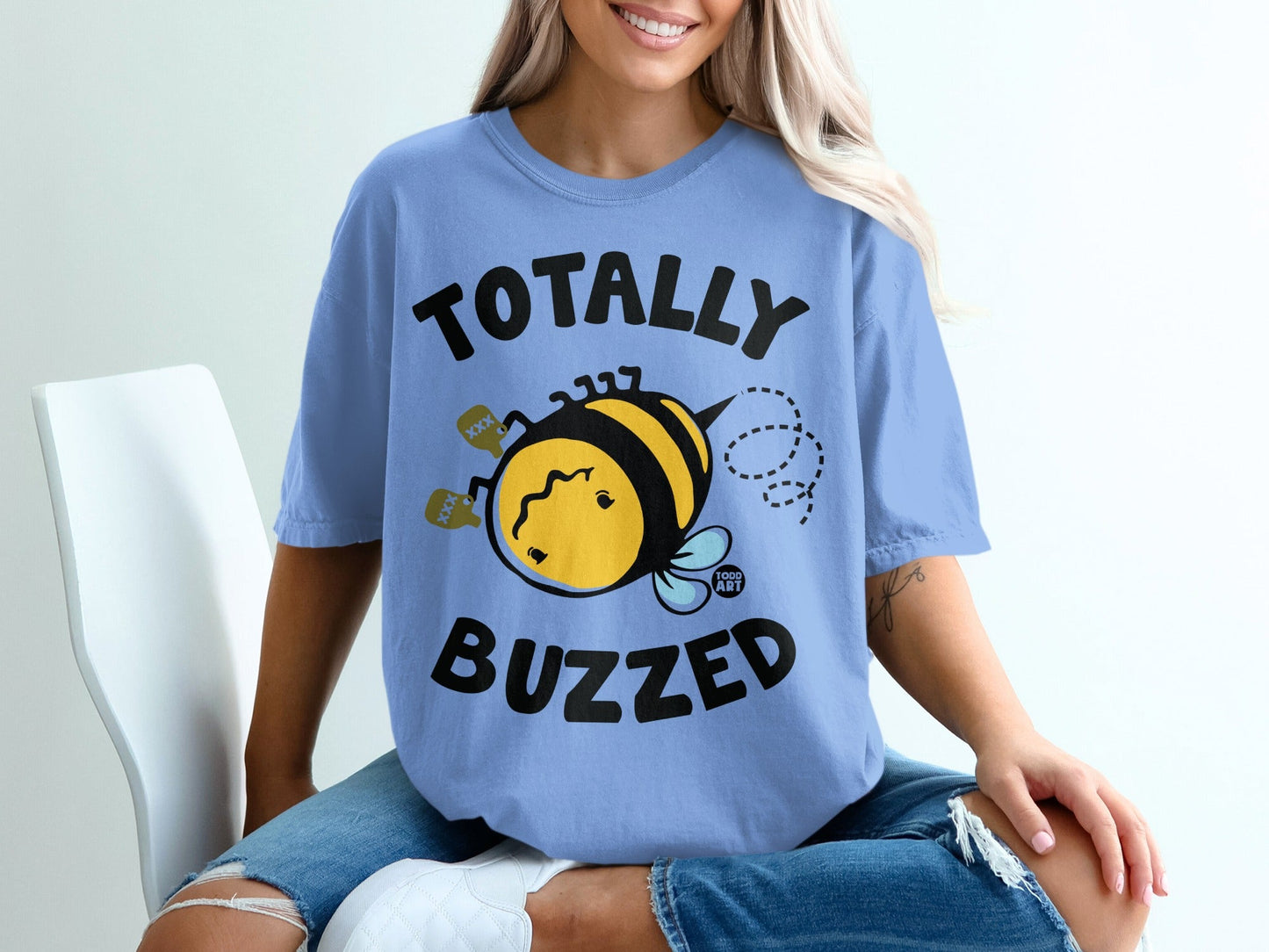 Totally Buzzed Bee Graphic Design T-Shirt