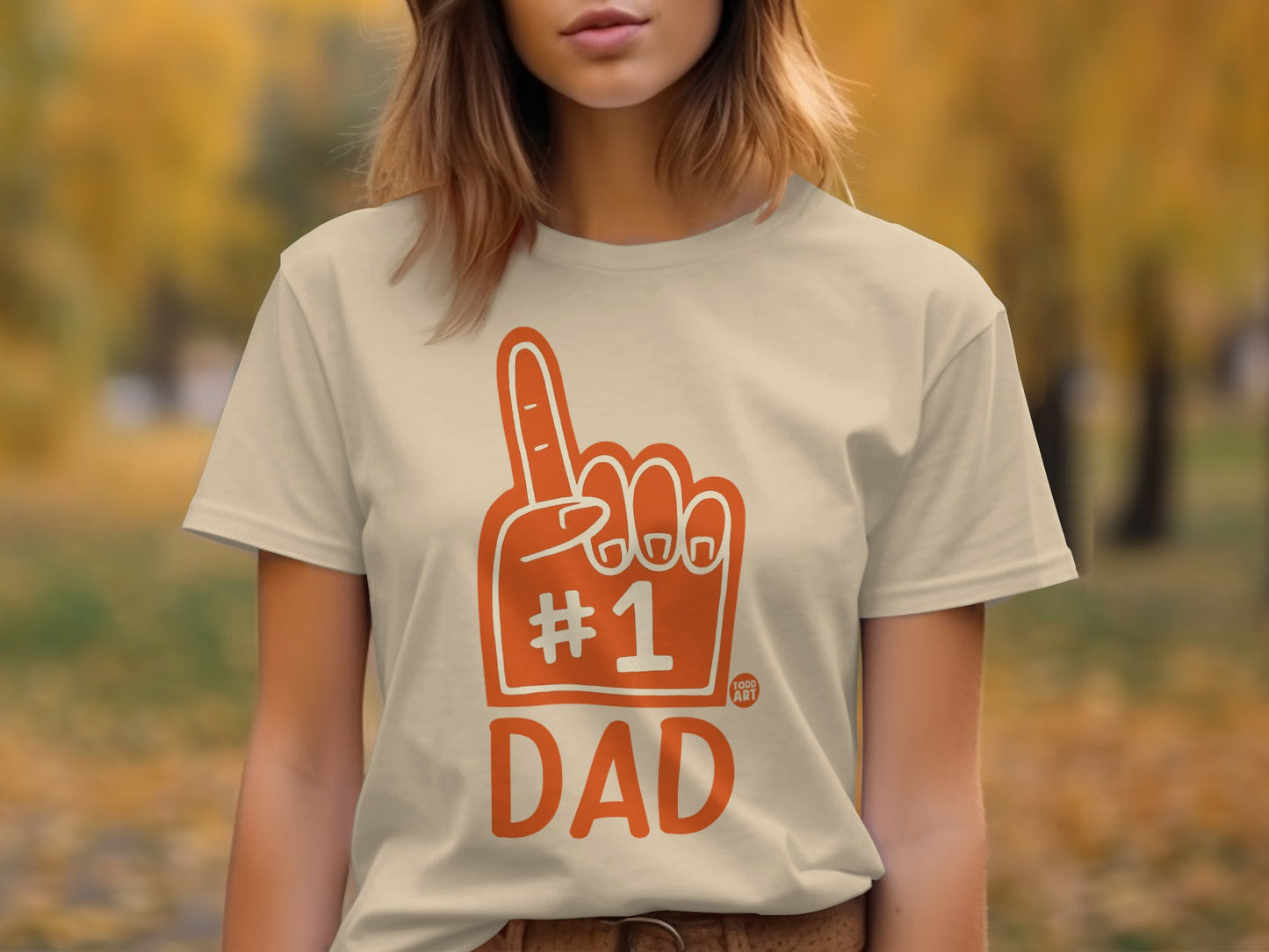 Number One Dad Shirt with Orange Hand Design