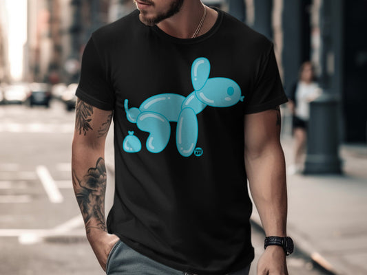 Casual black shirt with blue dog balloon art design