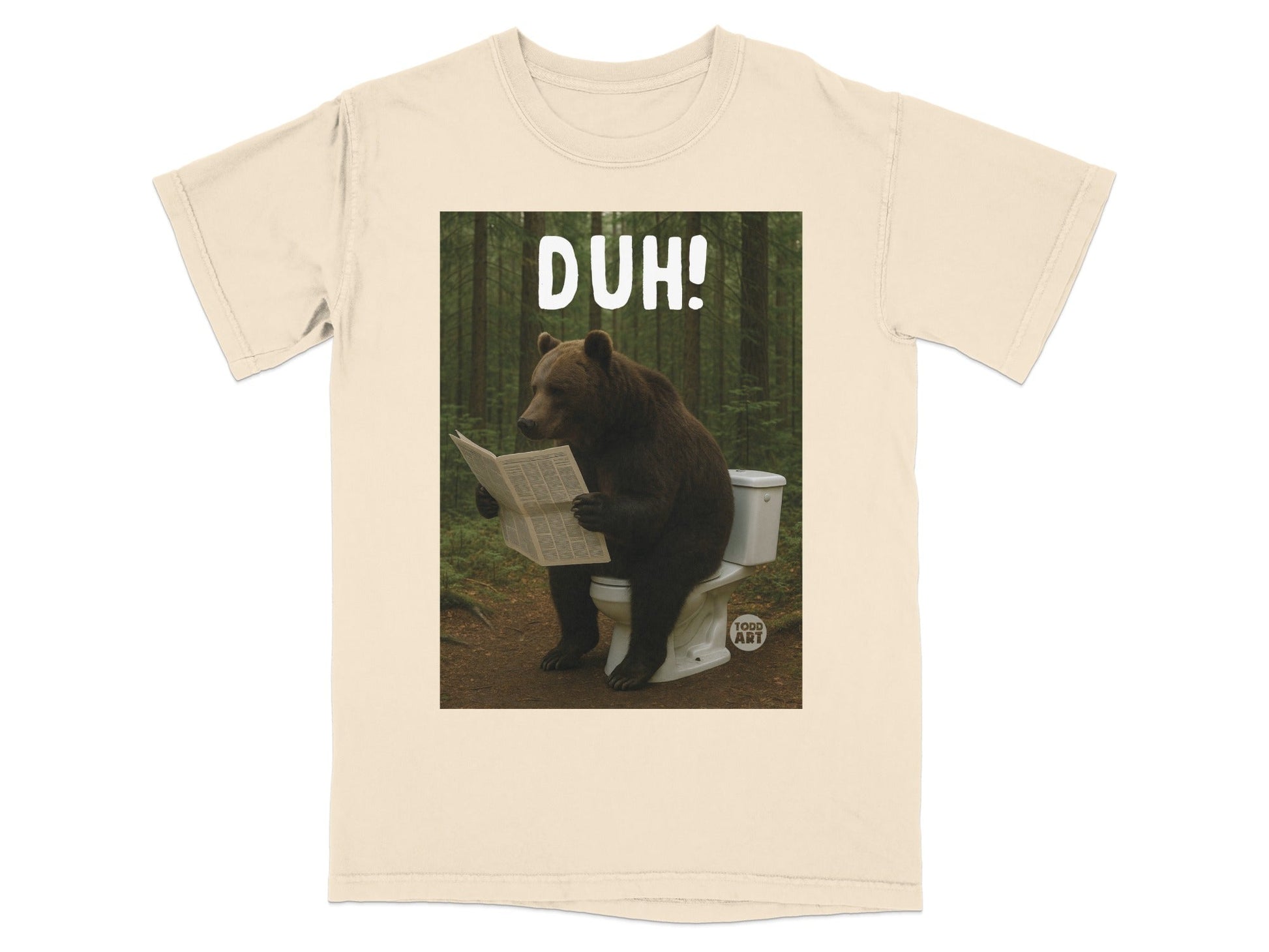 Funny Bear Reading Newspaper on Toilet T-shirt