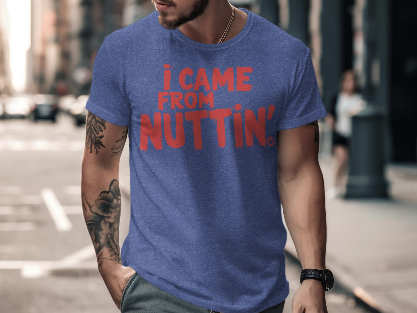 I Came From Nuttin' T-shirt with Bold Red Text