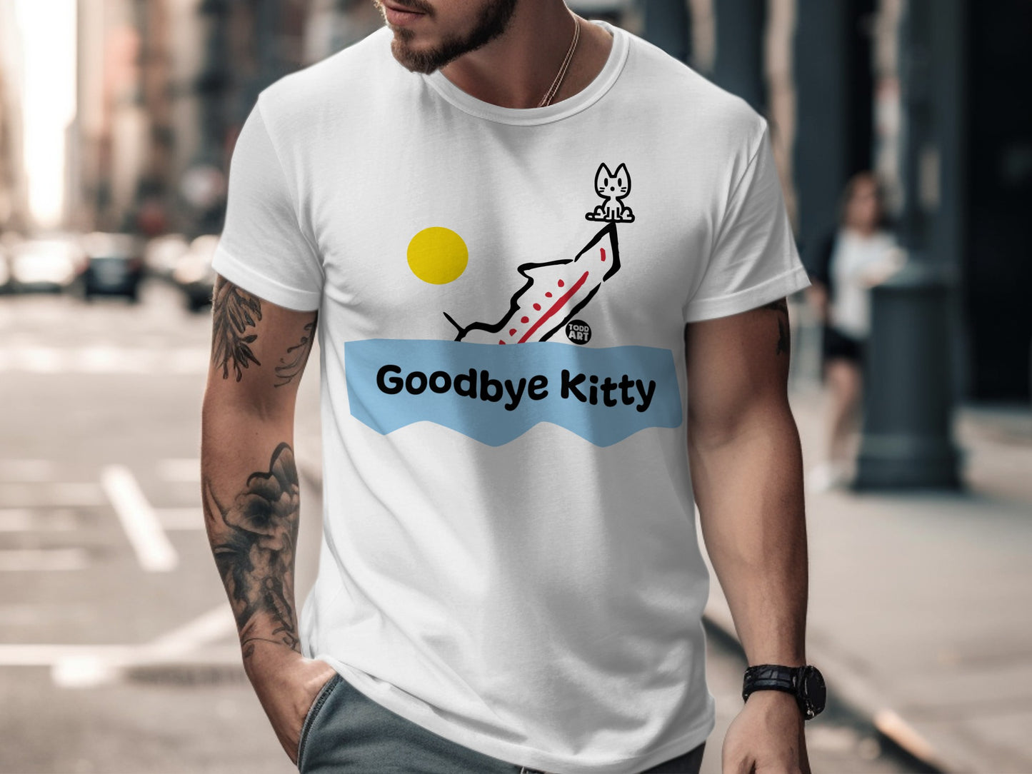 Goodbye Kitty Funny Graphic Design T-Shirt