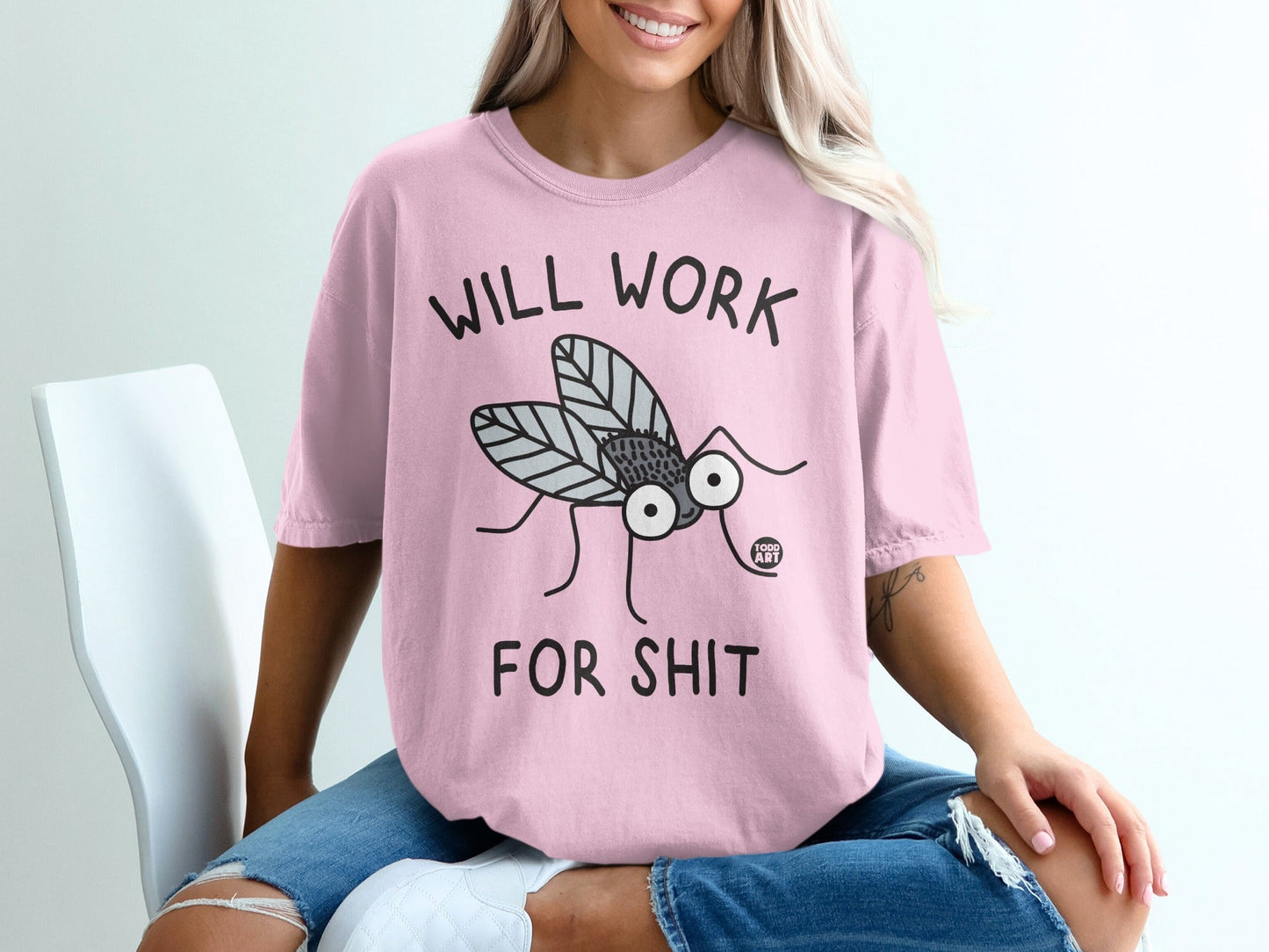Will Work For Shit Funny Novelty Graphic T-Shirt