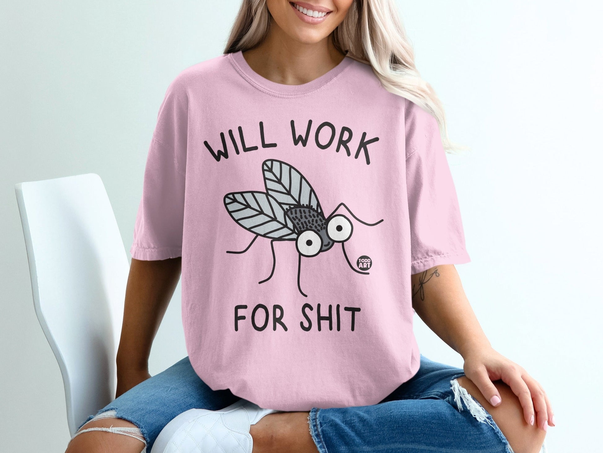 Will Work For Shit Funny Novelty Graphic T-Shirt