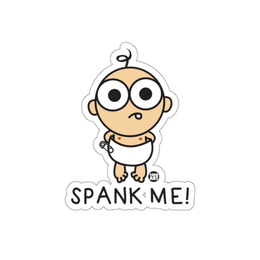 Cute Baby Cartoon with Spank Me Text Sticker Decal