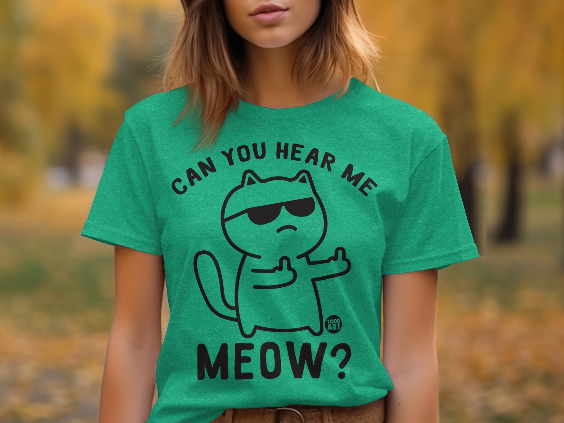 Can You Hear Me Meow Funny Cat Graphic Tee shirt