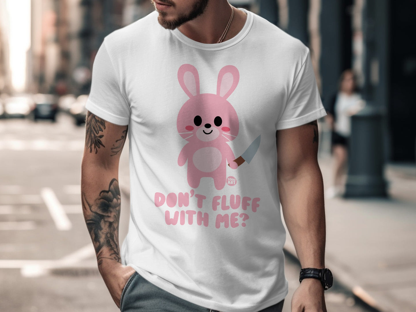 Don't Fluff With Me Cute Bunny Graphic T-Shirt