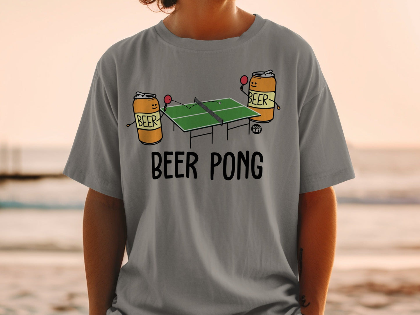 Funny Beer Pong Cans Playing Ping Pong T-shirt