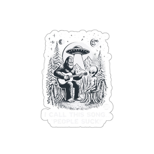 Bigfoot and Alien Playing Guitar Illustration Art