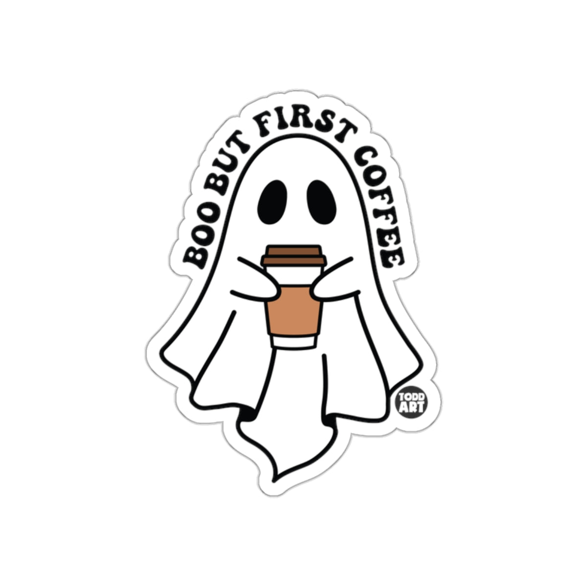 Boo But First Coffee Ghost Sticker for Halloween Fun