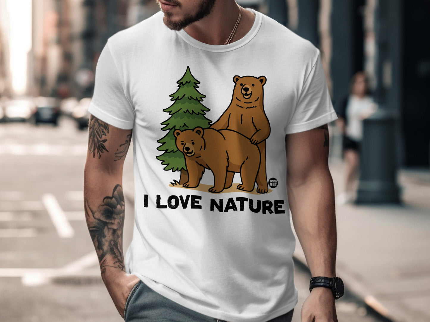 I Love Nature Bears Graphic Tee Short Sleeve Shirt