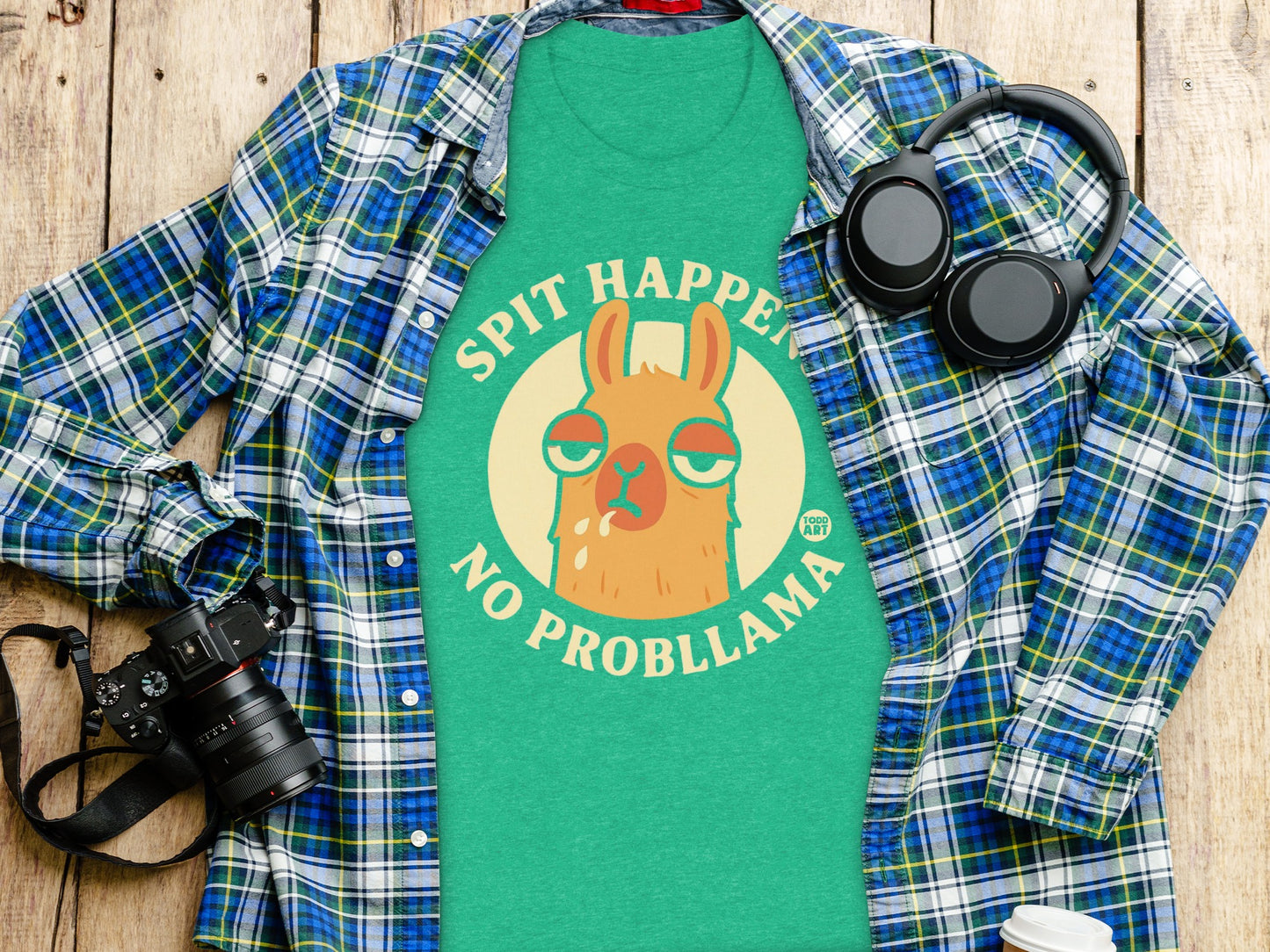 Spit Happens No Probllama Graphic T-shirt Product