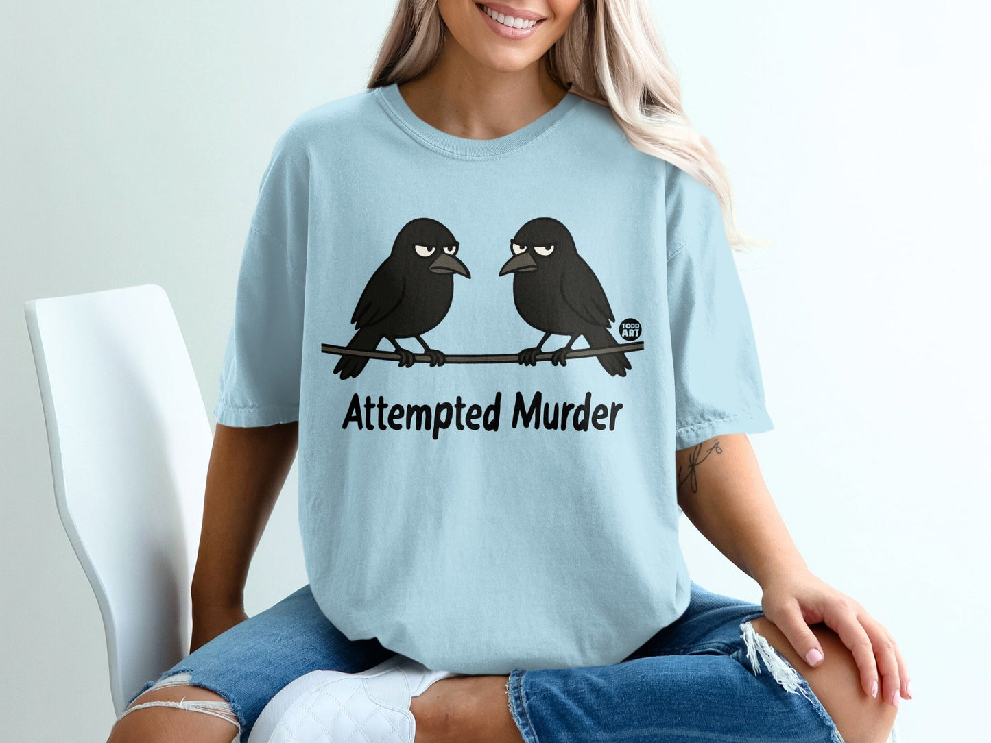 Attempted Murder Crow Cartoon T-shirt