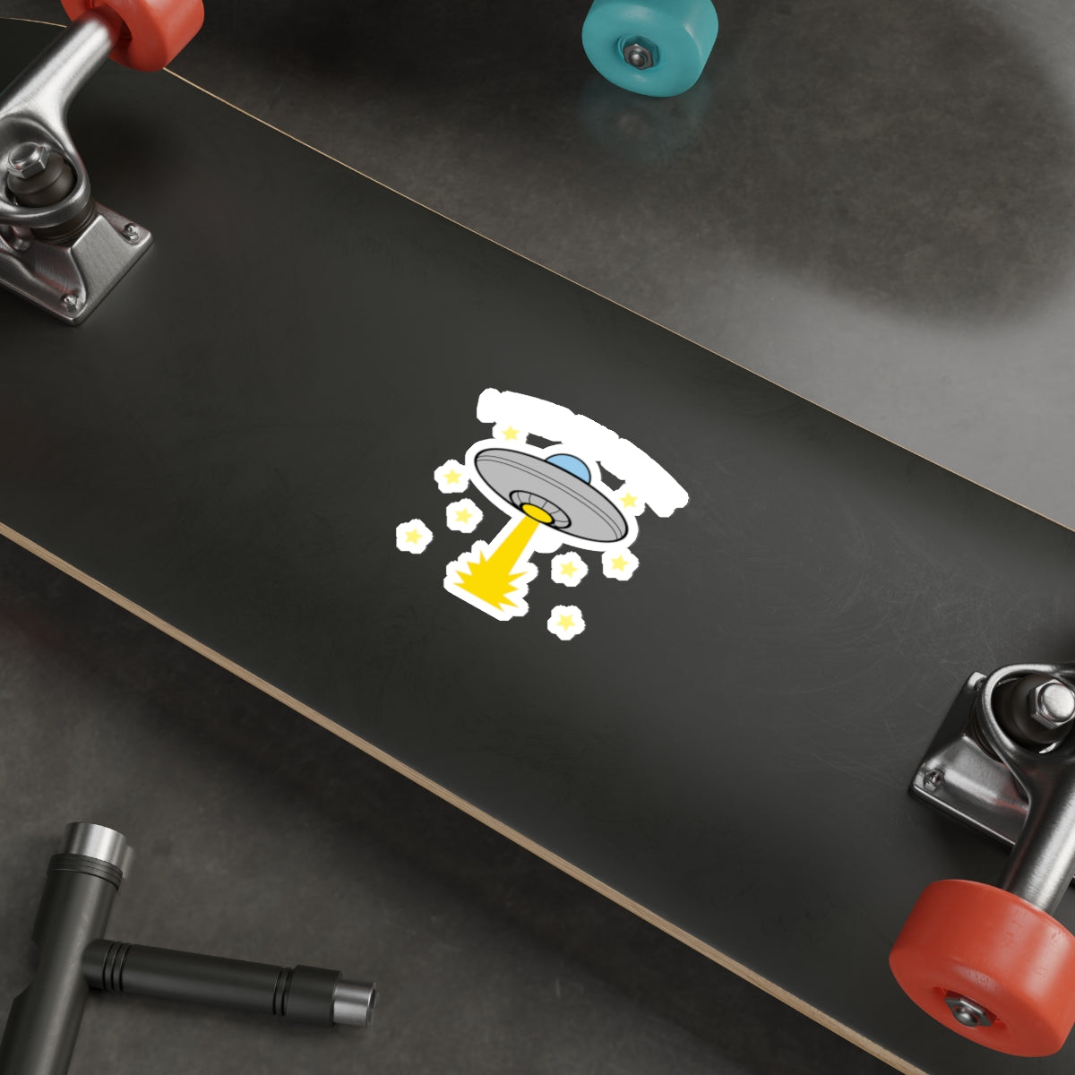 UFO and Stars Graphic Design Skateboard Deck