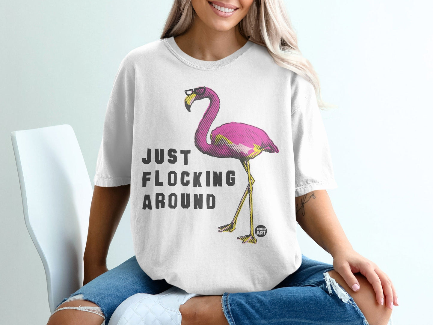 Just Flocking Around Flamingo Graphic T-shirt