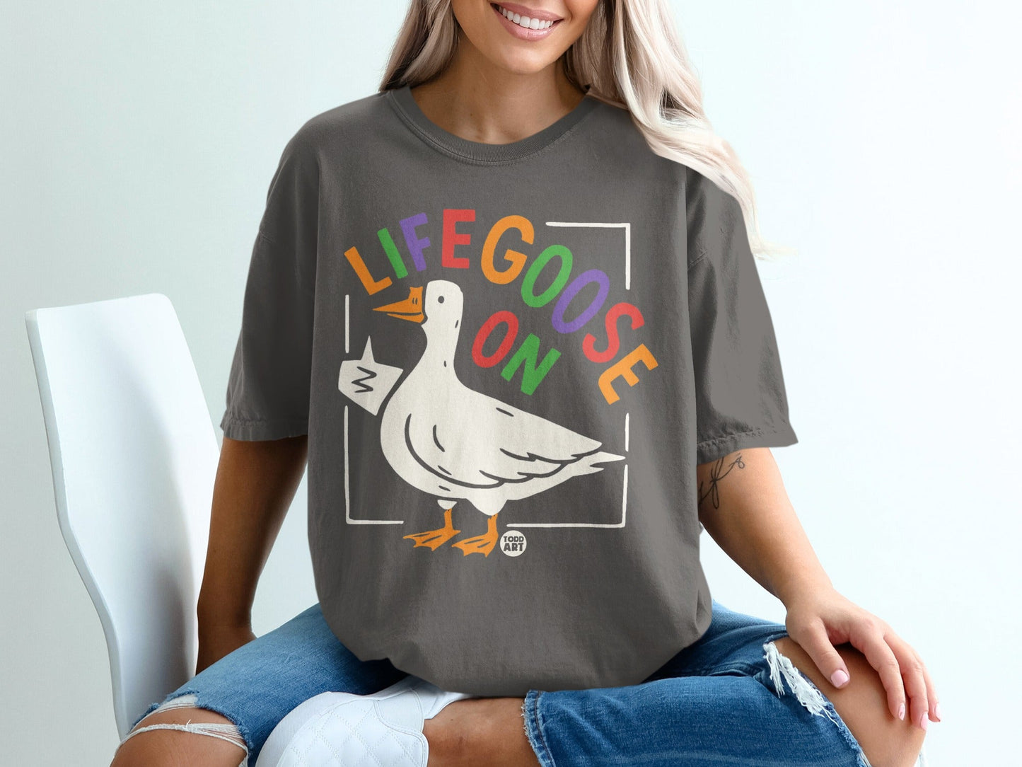 Life Goose On Graphic Tee with Fun Duck Design Shirt