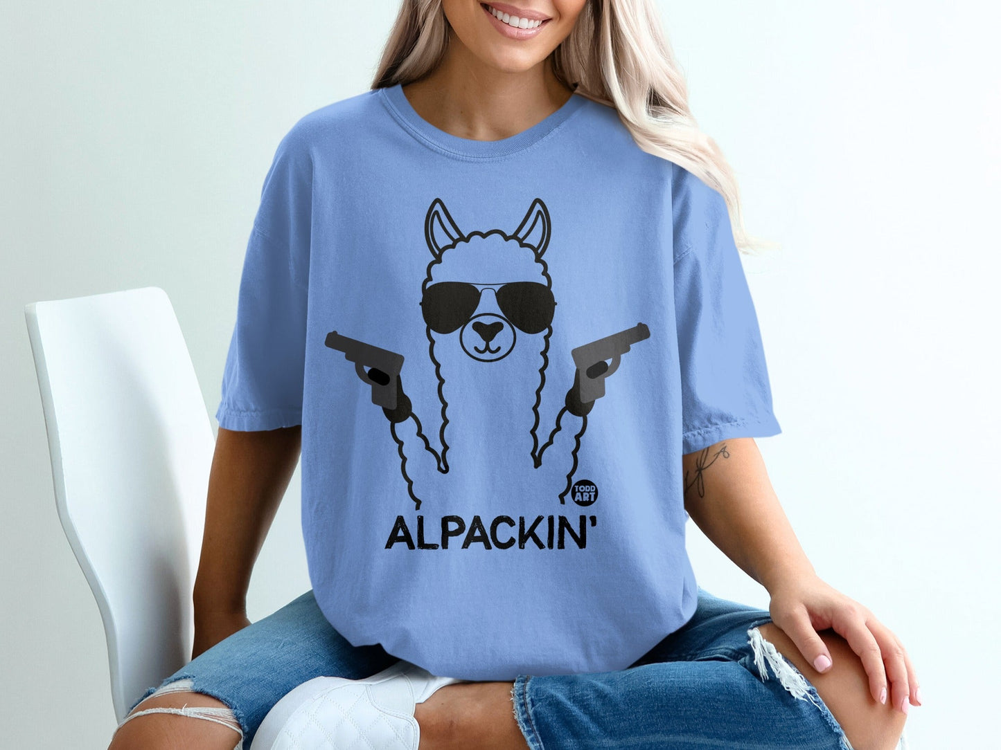 Funny Alpackin' Llama with Sunglasses Graphic Tee