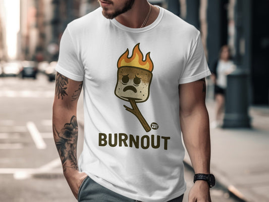 Burnout Marshmallow Graphic Tee for Casual Outings