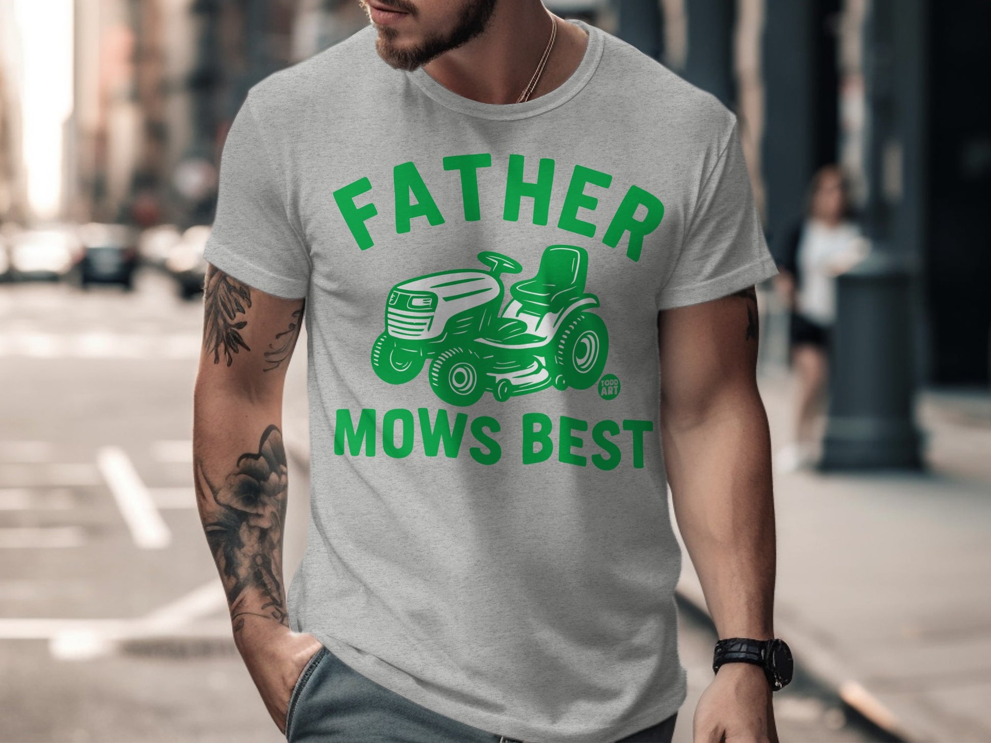Father Mows Best Lawn Mower Graphic T-shirt