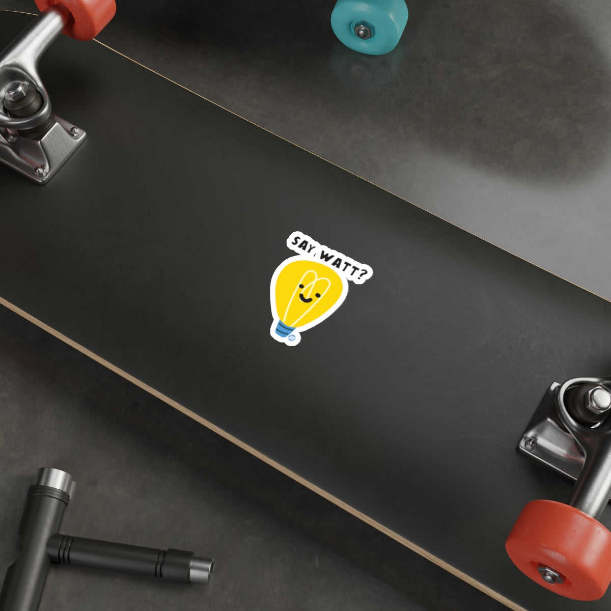 Say Watt Light Bulb Sticker with Happy Face